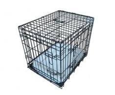 ellie-bo Deluxe extra fuerte 2 puerta plegable perro perrito de la jaula con cama de matrimonio oveja sintética tamaño mediano