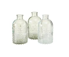 Boltze 4019400 Country - JarrÃ³n de Cristal para decoraciÃ³n de Mesa (3 Piezas, diÃ¡metro de 5,5 cm, Cristal Transparente, Altura 12 cm)