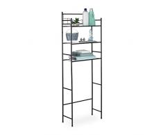 Relaxdays Papelera de baño con Pedal (6 L, Cierre automático, Incluye Cubo Interior), Metal, Negro, 165x58x25 cm