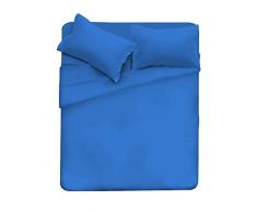Max Color CLMXROYAL2P Juego Ropa de Cama Plana 250x300, Plancha instalada 170x200cm+2 Fundas 52x82cm, Royal, 100 % Algodón, Doble