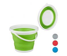 Relaxdays Cubo Plegable Camping, Casa, Coche, Agua, Fregar, Cocina, BarreÃ±o, Festival, PP-TPE, 1 Ud, 10 litros, Verde