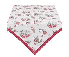 Clayre & Eef EVF65 - Camino de Mesa (100% algodÃ³n, 50 x 160 cm), diseÃ±o de Flores, Color Rojo y Blanco