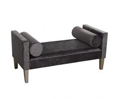DRW Banqueta descalzadora pie de Cama de Madera y Tela en Gris 113x53x52cm, alt.Asiento 33cm