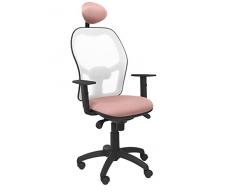 Piqueras Y Crespo (PIQU7) Silla Jorquera Malla Blanca Asiento Bali Rosa pálido con cabecero Fijo Oficina, Talla unica