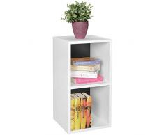 WOHNLING - Estantería de pie para Libros, Color Blanco y Negro, 2 Compartimentos, Madera MDF, diseño Moderno, estantería de Madera para Pasillo, estantería pequeña Abierta