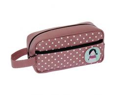 DONREGALOWEB Bolso Neceser - portalápices de Polipiel en Color Rosa con Lunares