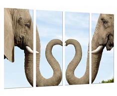Poster Fotográfico Original Animal, Pareja Elefantes, Corazon Trompas Tamaño total: 131 x 62 cm XXL