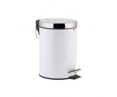 Axentia Messina - Cubo con pedal con tapa de acero inoxidable, brillante. Cubo de basura para la cocina y el baño, cubo de basura con inserción de plástico y asa, a prueba de olores, metal, weiÃ, 17 x 17 x 24 cm