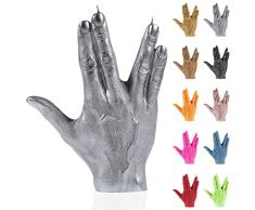Candellana Vela Spock | Altura: 24 cm | Plata | Tiempo de combustión 30h | Tamaño de la vela es igual a 1:1 a mano real | Hecho a mano en la UE