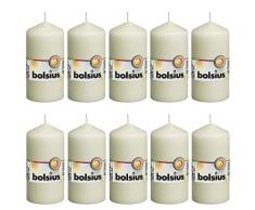 Bolsius Velas lisas, marfil, juego de 10 unidades, velas decorativas para el hogar, longitud de combustiÃ³n de 33 horas, sin perfumar, cera vegetal natural, 12 x 6 cm
