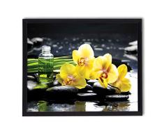 Cuadro con marco, póster moderno, pared artÃstica, varios temas de 40 x 50 cm (orquÃdeas amarillas)