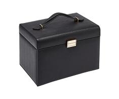 Amazon Basics - Joyero grande de viaje con 6Â compartimentos, 3Â cajones y espejo (color negro)