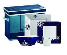 Marine Business Northwind Pack vajilla con Cesta Rectangular, Melamina, Azul y Blanco, 34.5 x 25.5 x 26 cm 25 Unidades