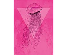Komar Wandbild Von Jellyfish Pink | Poster, Bild, Wohnzimmer, Schlafzimmer, Dekoration, Kunstdruck | ohne Rahmen | P078C-50x70 fotomural, Negro, Fucsia