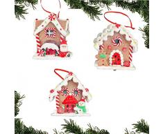 Shatchi - Juego de 3 Adornos Decorativos para Colgar en la Pared, diseño de Papá Noel, muñeco de Nieve y árbol de Navidad, Multicolor