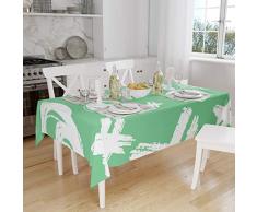 Bonamaison DecoraciÃ³n de Cocina, PoliÃ©ster, Antimoho, Secado rÃ¡pido, Impermeable, Mantel, Verde petrÃ³leo, Blanco, 140 x 160 Cm - DiseÃ±ado y Fabricado en TurquÃ­a