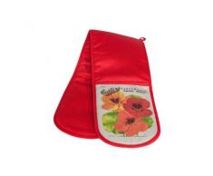 H and L Russel - Guante doble para horno, diseño de capuchina, color rojo