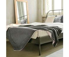 PETTI Artigiani Italiani Sofa, Cama, Manta Reversible, Lana y Microfibra, Muy Suave y Cálida, 100% Made in Italy, Gris, 150x200 cm