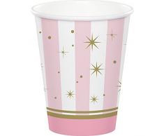 Vasos de papel Srtipes rosa - 8 piezas