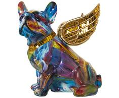DRW Figura de un Perro Sentado con alas de Resina en Multicolor 4x20x27cm