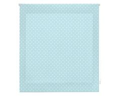 Blindecor - Estor Enrollable, Tela , Turquesa con motas blancas, 150 x 180 cm