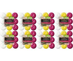 Bolsius Garden 144 Tealight Citronella/Romero, Cera perfumada, Blanco/Amarillo/Fucsia, 8 Paquetes de 18 Unidades, 4 h