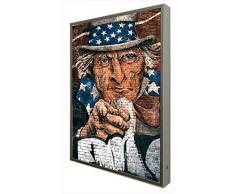 Cuadro con Marco de Madera Lacada en Blanco Iluminado Presidente Abraham Lincoln