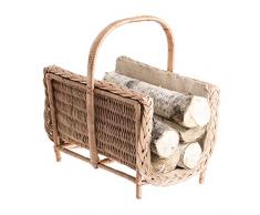 Cesta de mimbre para chimenea de mimbre natural