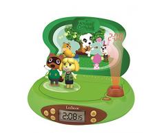 LEXIBOOK - Nintendo - Reloj Despertador con Proyector de Animal Crossing para niños - con Luz Nocturna y Proyección de Tiempo en el Techo, Efectos de Sonido, Niños, Niñas, Verde - RP500AC