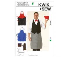 McCalls Patterns Kwik Sew K3613 - Patrón con instrucciones y letras para coser delantales, guantes y paños de cocina, color blanco