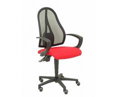 Silla SocuÃ©llamos malla negra asiento tela rojo brazos fijos