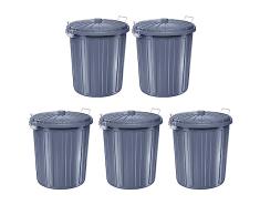 Helit H2405883-5 - Cubo de Basura the Big Boy 73 litros, 5 unidades, gris, cesta con tapa y asa