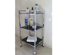 Aspect Azul Rectangular Carrito para Servir de Cristal y Pantalla estantería para baño, Cocina, hogar y Oficina, Negro, 40 x 30 x 74 cm