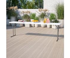 Flash Muebles RB-1896-GG 45,72Â cm por 96-Inch, Longitud de Granito Mesa de formaciÃ³n Plegable de plÃ¡stico, Gris/Blanco