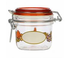 THUN - Tarro hermético de cristal con girasol y mariposa - Amarillo - Decoración para casa, cocina - Idea regalo - Línea Country - Cristal - 200 ml; altura 8,9 cm; diámetro 8 cm
