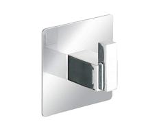 WENKO Turbo-Loc Percha Uno de acero inoxidable Quadro - FijaciÃ³n sin taladrar, Acero inoxidable, 6.5 x 6.5 x 3.5 cm, Cromo