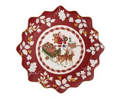 Villeroy & Boch - Fuente con motivo de Papá Noel en el tejado Toys Fantasy | Plato para servir de Premium Porcelain para galletas y pasteles, varios colores