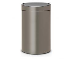 Brabantia Twin Bin Cubo de Basura para Reciclaje con Apertura de Toque, Platinum, 2 Cubos Interiores 10L y 23L
