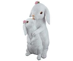 Gilde Deko - Figura Decorativa de Conejo de Pascua (Resina, 27 cm), Color Blanco y Rosa