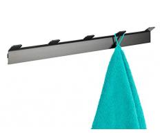 Wenko 23900100 Montella - Perchero de Pared con Ganchos para atornillar (Acero Inoxidable, Aluminio, 49 x 5,8 x 3,3 cm), Color Gris