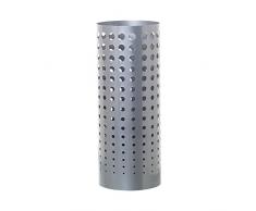 DRW Paraguero Redondo de Metal en Plateado Ã19x49cm