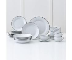 30-piezas vajilla, Daria, blanca, plateada