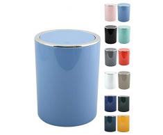 MSV Papelera decorativa oficina o baño 6 Litros Bad Serie Aspen, Azul Pastel