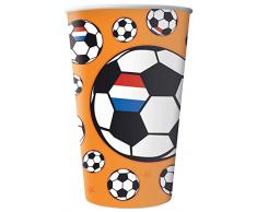 Folat 31079 Tazas 250ml-8 Piezas Fútbol Copa Mundial, Color Naranja