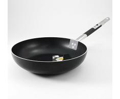 Ollas Agnelli Alblack avellanado Pan de Alta, de Aluminio, de Espesor 3 mm, 8 mm Fondo de inducciÃ³n, con Mango Tubular de Acero Inoxidable Fresco, Negro, 32 cm