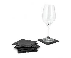 ROMINOX Sei Ardesia - Juego de 6 Posavasos de Pizarra, Accesorios para Vino, 6 Posavasos de Pizarra Natural, Deslizadores Protectores en la Parte Inferior; Dimensiones: Aprox. 10 x 10 x 0,5 cm