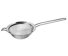 FACKELMANN Food & More Colador de Cocina Acero Inoxidable, Malla Fina, Colador de Tamiz, Borde Plano 10 Cm, Mango Acero Inoxidable, Color Inox, 31x12,5x4,5 cm, 1 ud.