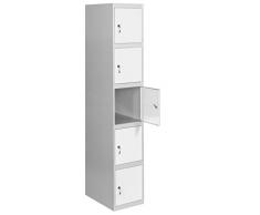 SimonRack SIMONLOCKER Prof. Mon. 5 Doors 1/5 400 GR/BL Taquilla Metalica, Gris/Blanco, Grande