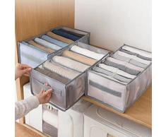 Desconocido 3 cajas de almacenamiento plegables para ropa, organizador de armario de malla con asa, 7 y 9 rejillas, almacenamiento de ropa de malla para pantalones, leggings, camisetas, suéteres