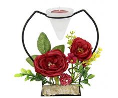 Portavelas Decorativo de Metal con Inserto de Cristal, Vela de tÃ© y Flores Artificiales, portavelas, portavelas, Accesorio para el hogar, decoraciÃ³n de Mesa, Velas de Adviento, Pascua, Adornos 3D